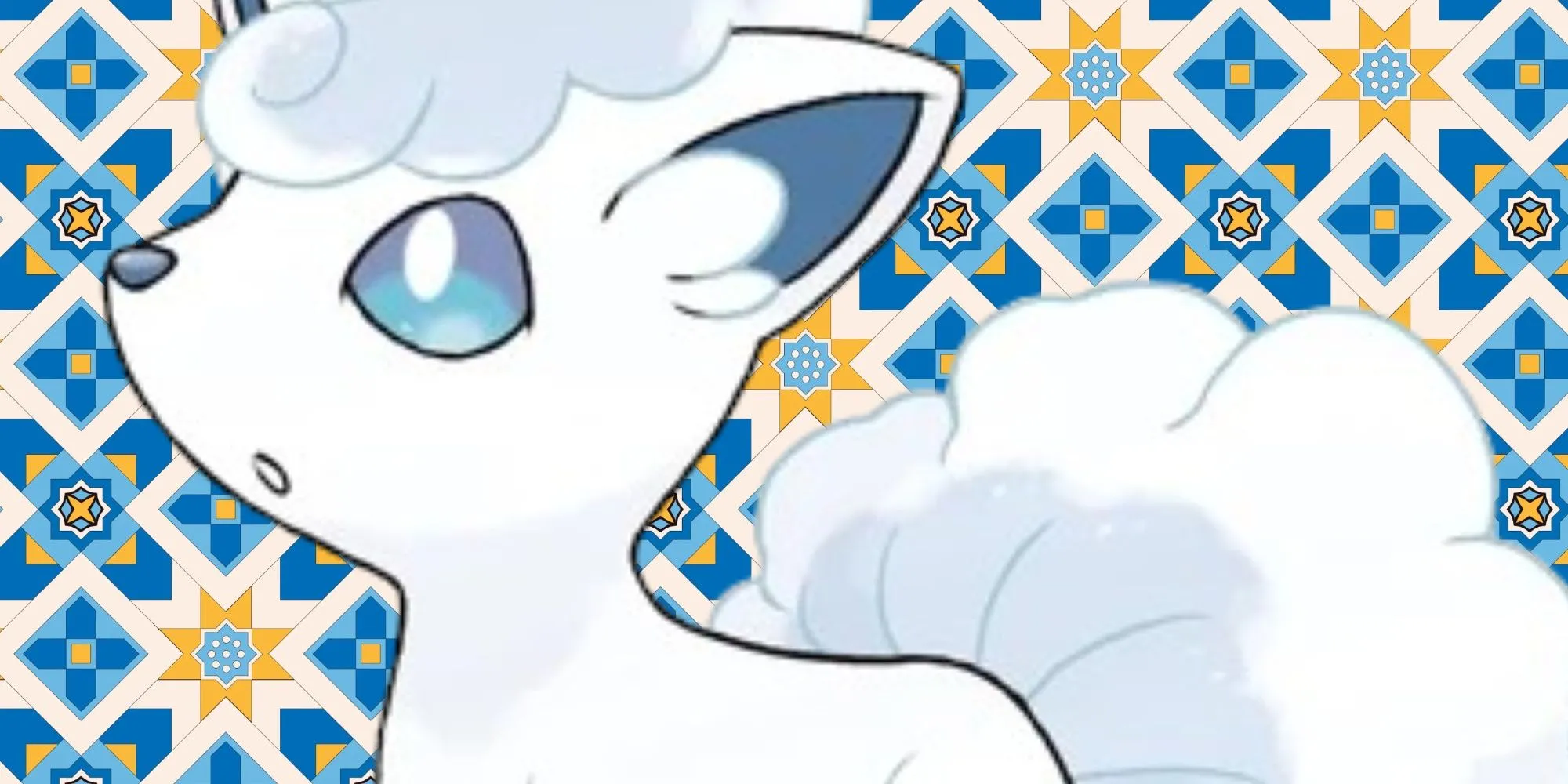 Vulpix Alola với bộ lông trắng muốt và đôi mắt xanh biếc.