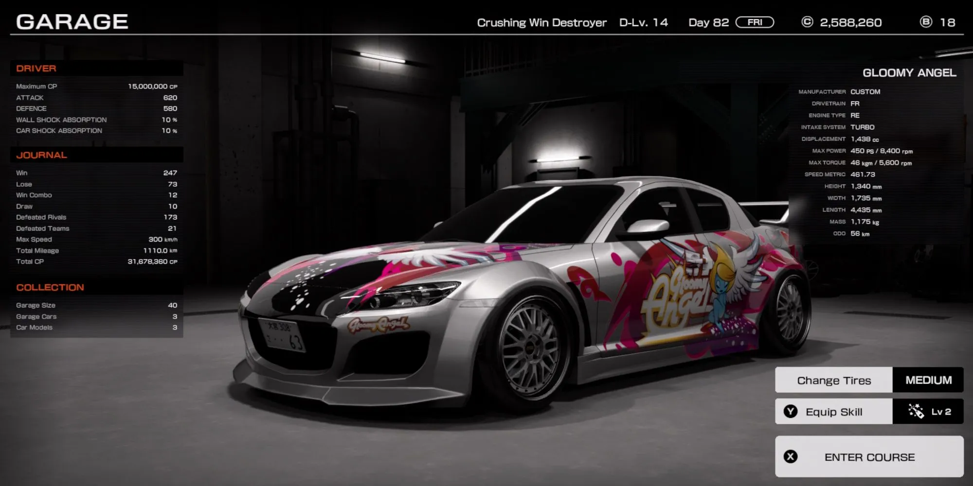 Xe đua Gloomy Angel trong game Tokyo Xtreme Racer với không khí đường đua đêm