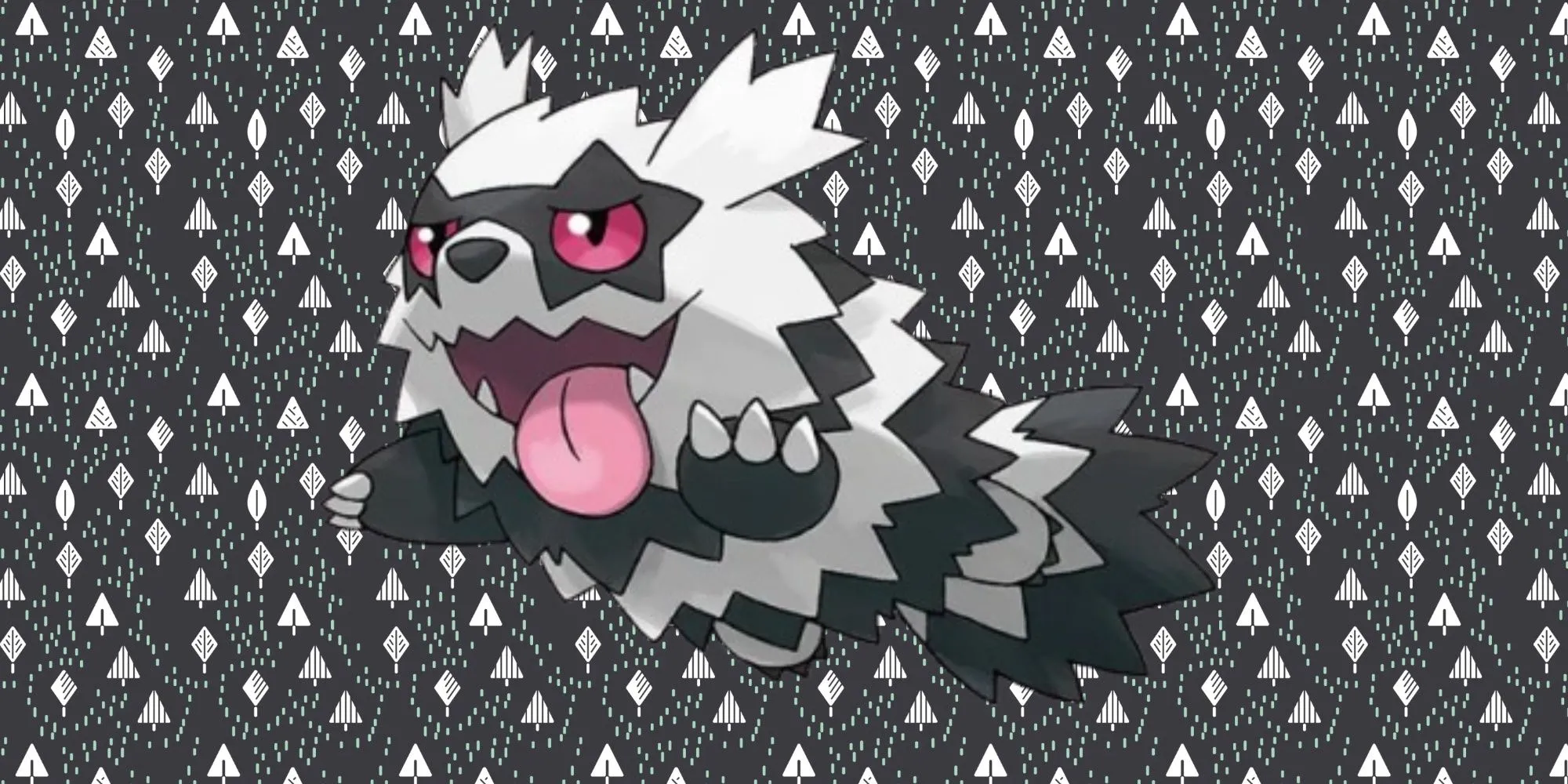 Zigzagoon Galar với bộ lông trắng đen và đôi mắt sắc lẹm phong cách rock