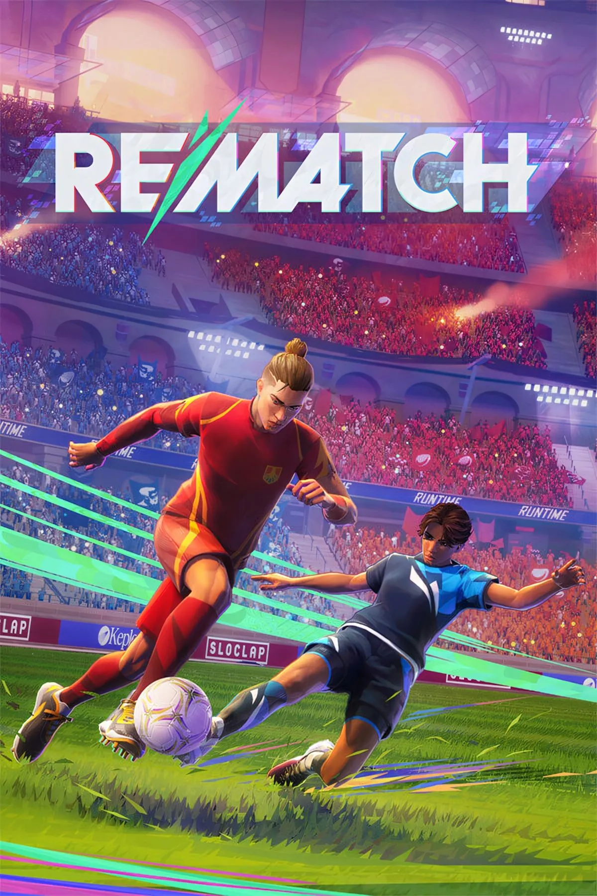 Ảnh bìa chính thức của game Rematch, thể hiện phong cách đồ họa độc đáo.