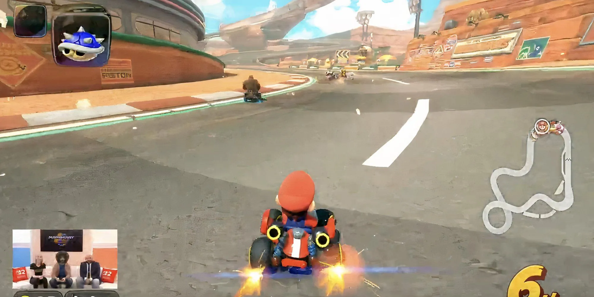 Ảnh chụp màn hình Mario Circuit trong Mario Kart World từ livestream Nintendo Treehouse
