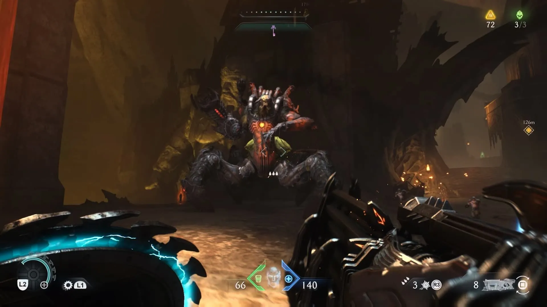 Doom The Dark Ages: Khiên Parry - Thay Đổi Cuộc Chơi FPS Bạo Lực 1 Doom Slayer chiến đấu với quái vật khổng lồ trong Doom The Dark Ages
