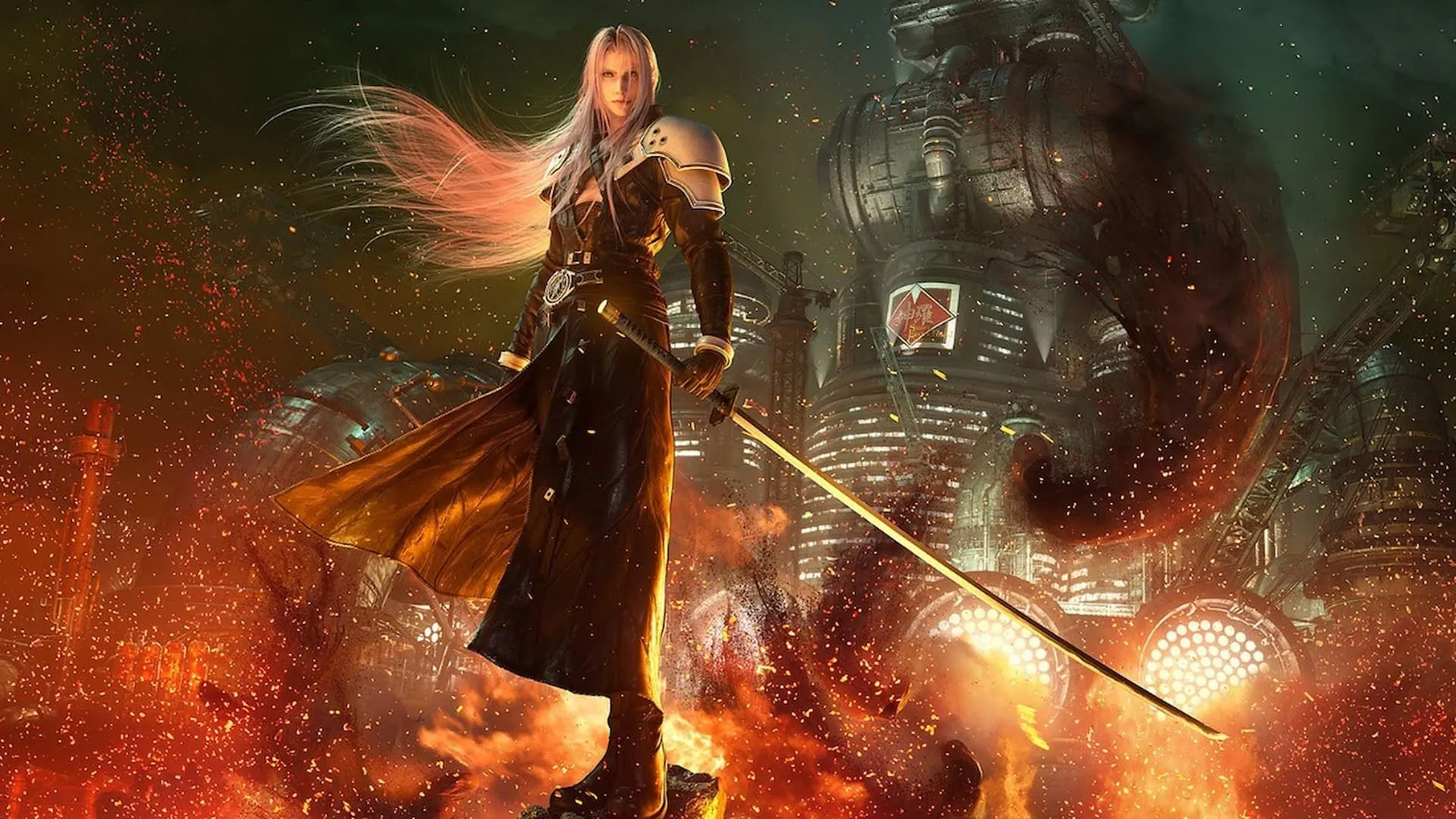 Hình minh họa Sephiroth và Midgar từ Final Fantasy VII Remake, một phần của vũ trụ Final Fantasy crossover với MTG.