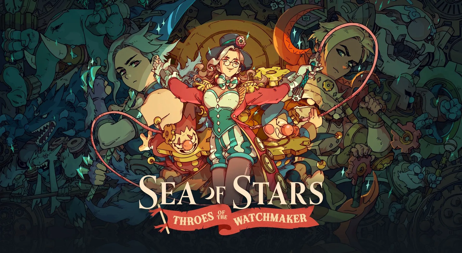 Quang cảnh thế giới Horloge với kiến trúc đồng hồ đặc trưng trong Sea of Stars Throes of the Watchmaker