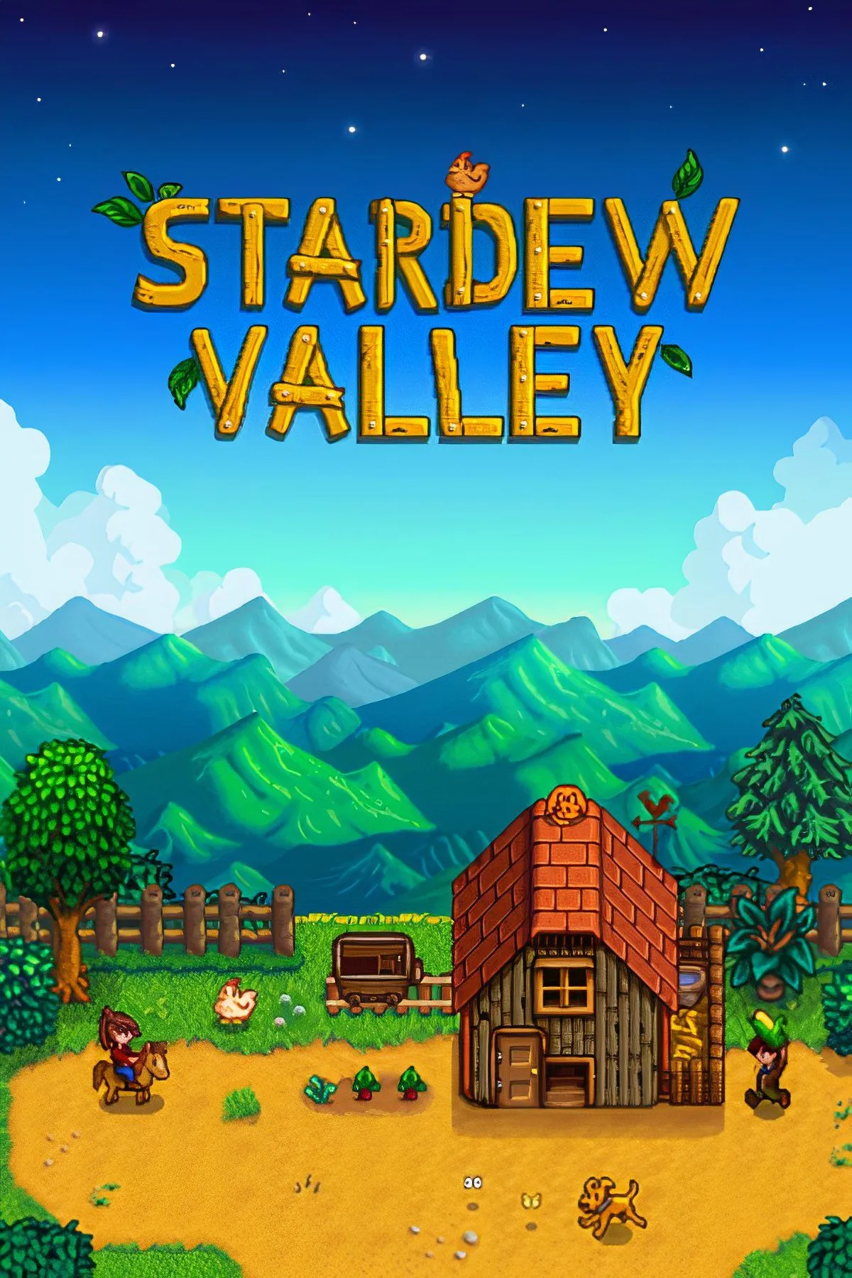 Bìa game Stardew Valley, trò chơi mô phỏng nông trại cho phép người chơi phát triển mối quan hệ với nhiều NPC, dù có thể gặp một số hệ quả.