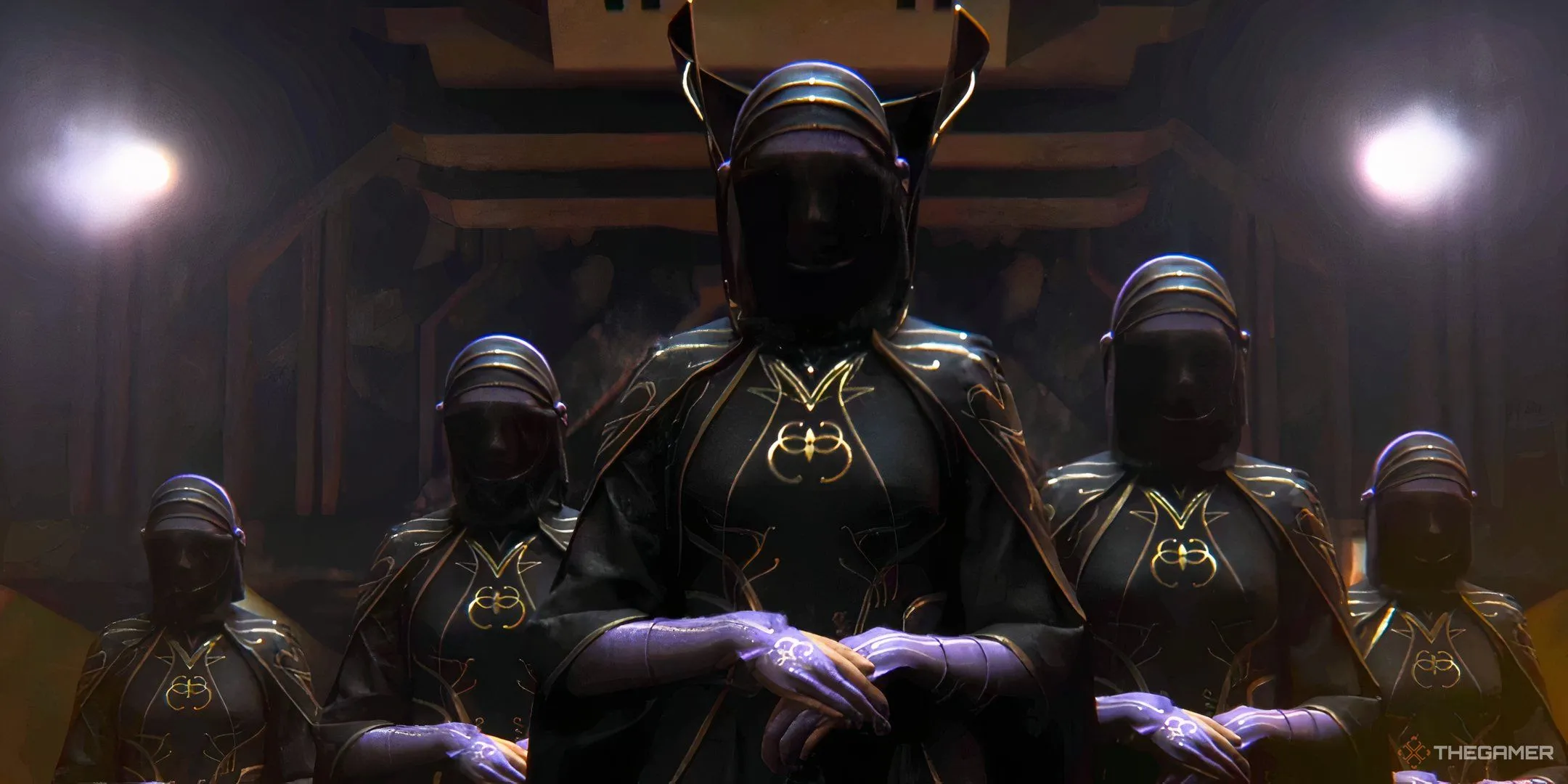Các nữ tu Bene Gesserit trong Dune: Awakening với trang phục và mạng che mặt đặc trưng, gợi mở nhiệm vụ thao túng bằng Voice.