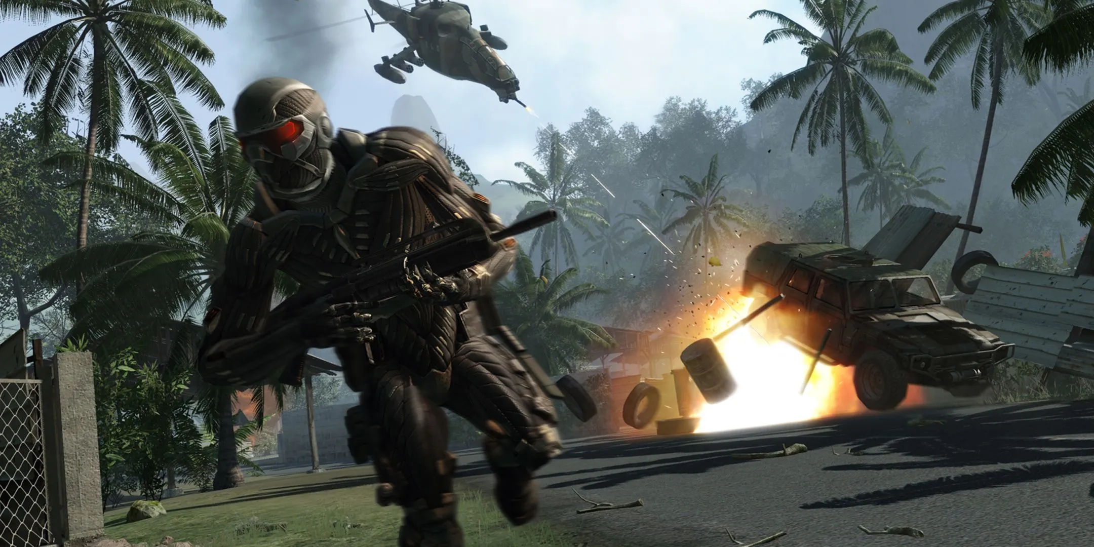 Cảnh game Crysis với đồ họa mạnh mẽ, minh họa thách thức về cấu hình khi chơi game PC
