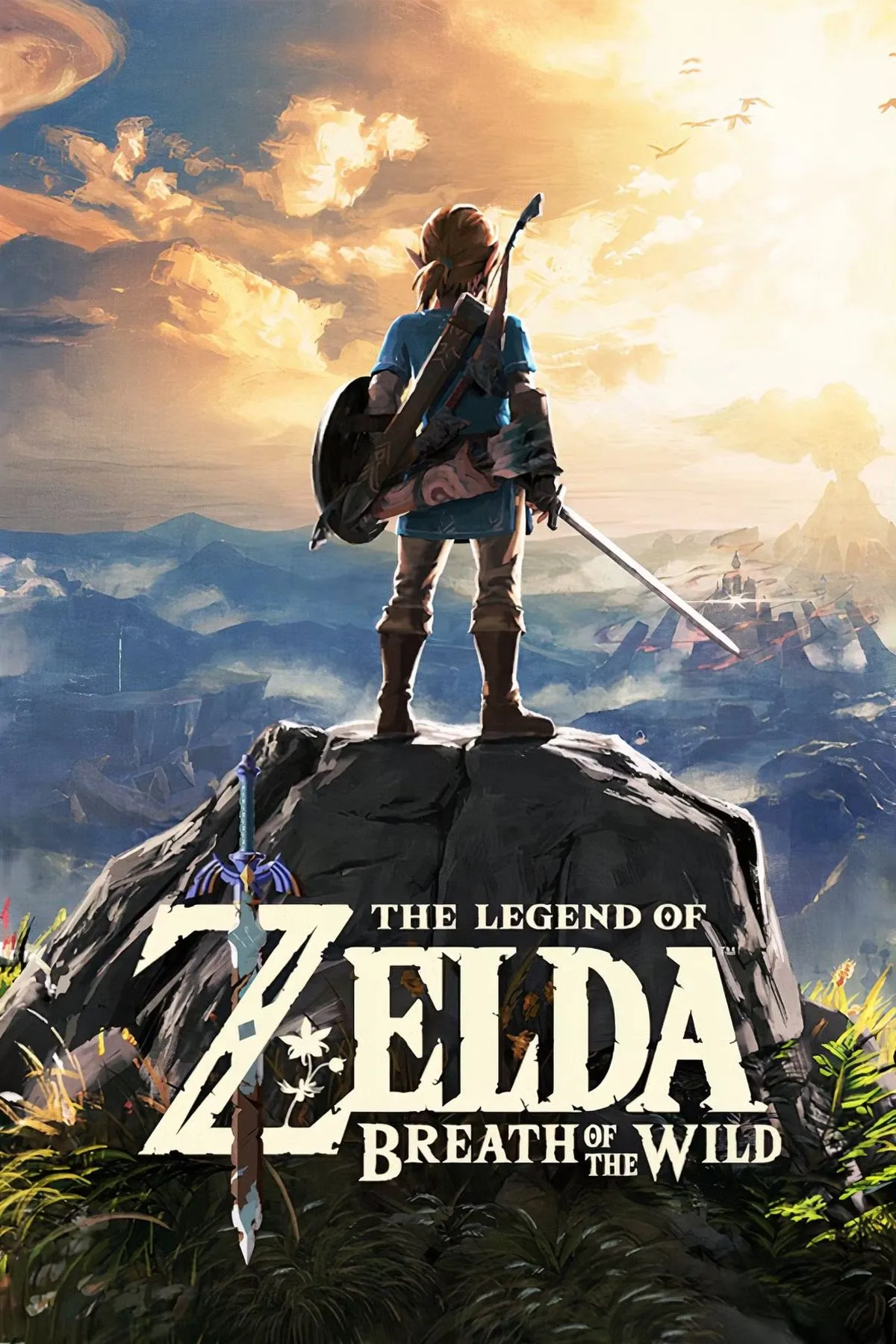 Cảnh quan hùng vĩ trong The Legend of Zelda: Breath of the Wild, minh họa thế giới mở rộng lớn và tự do khám phá.