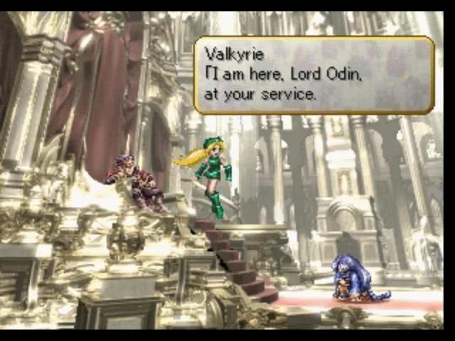 Hình ảnh một trận chiến trong Valkyrie Profile, với các nhân vật đang tấn công kẻ thù.