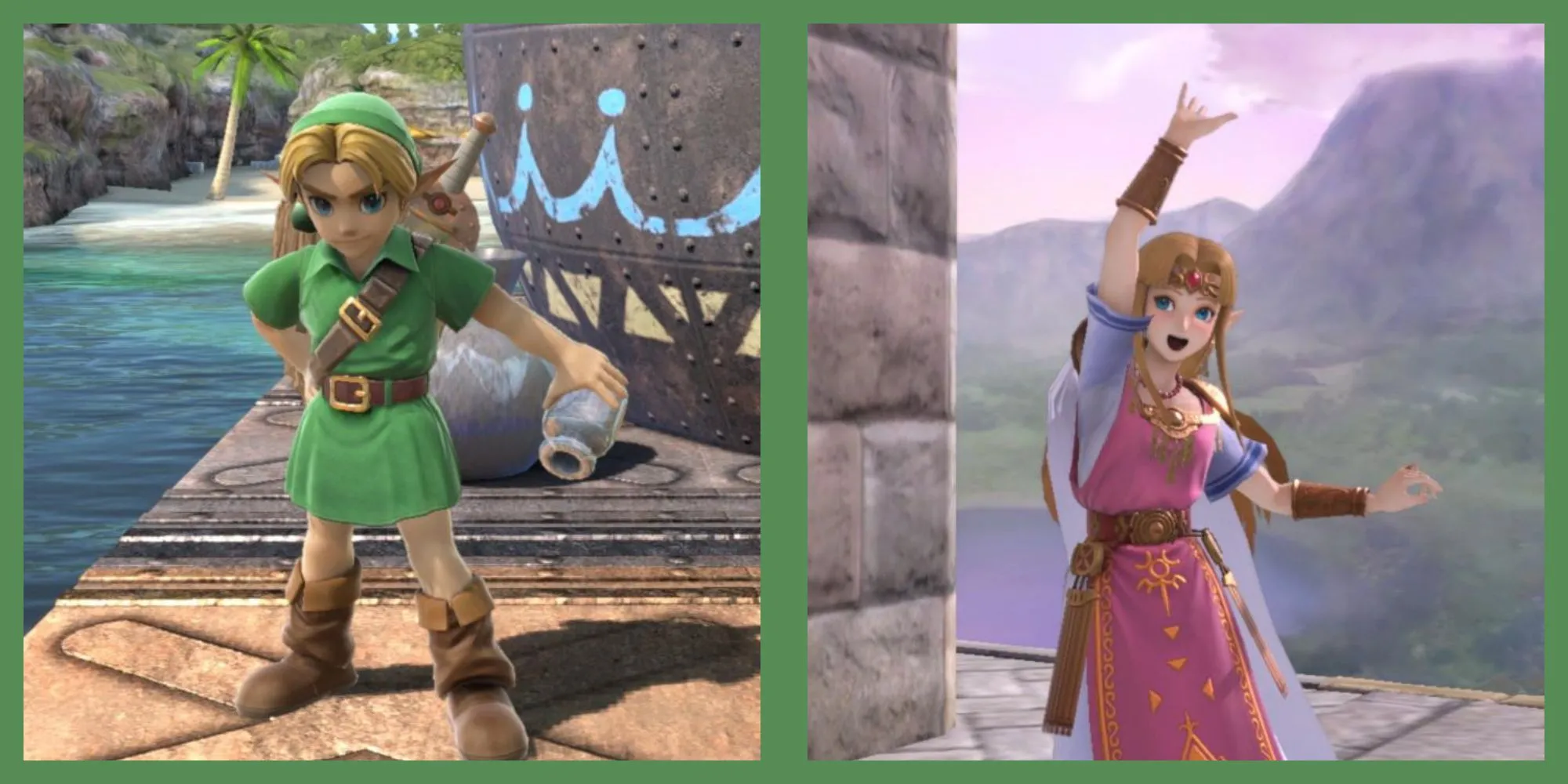 Link và Công Chúa Zelda trong tựa game đối kháng Super Smash Bros., biểu tượng của series The Legend of Zelda