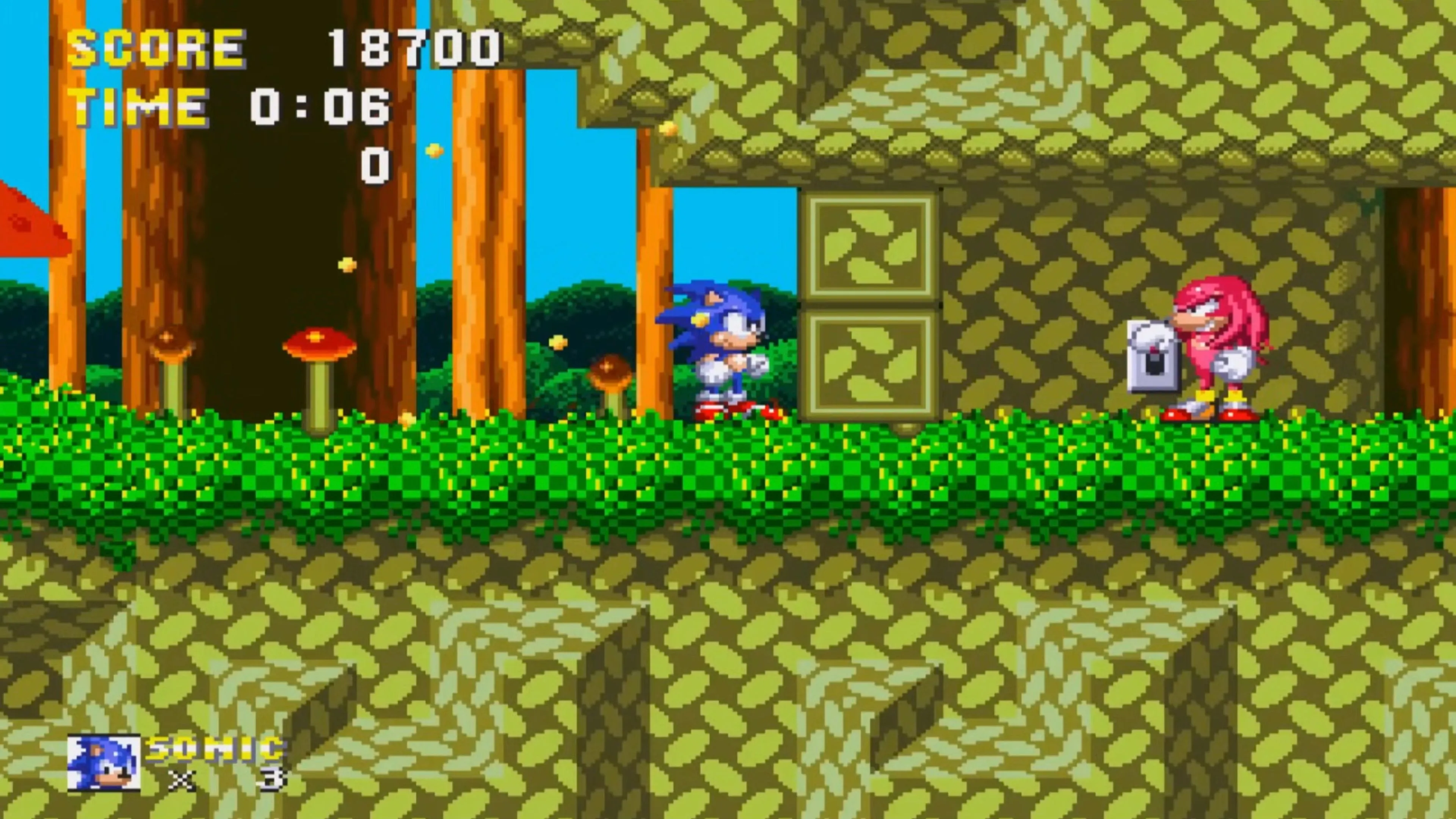 Màn chơi Angel Island trong Sonic &amp; Knuckles, thể hiện phong cảnh rừng xanh tươi
