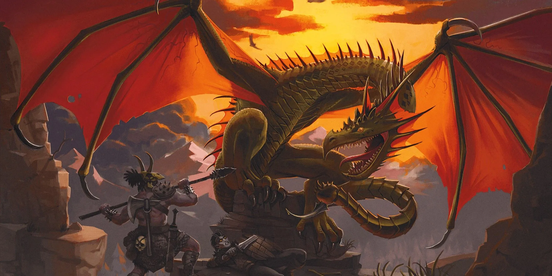 Một nhà thám hiểm Dungeons &amp; Dragons đối mặt với một Wyvern.