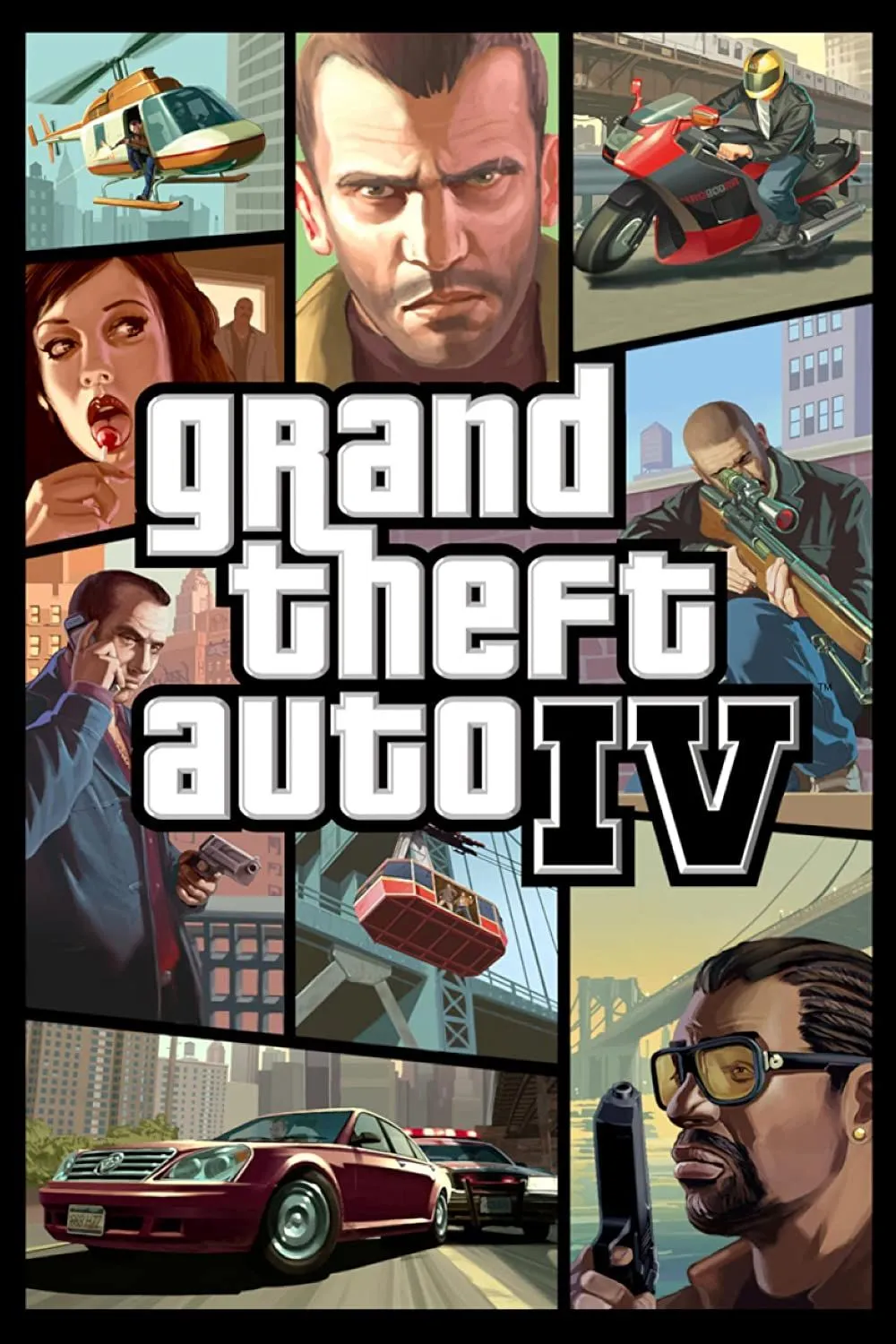 Niko Bellic đứng giữa thành phố Liberty City trong GTA 4, phản ánh sự tha hóa và bi kịch của giấc mơ Mỹ.