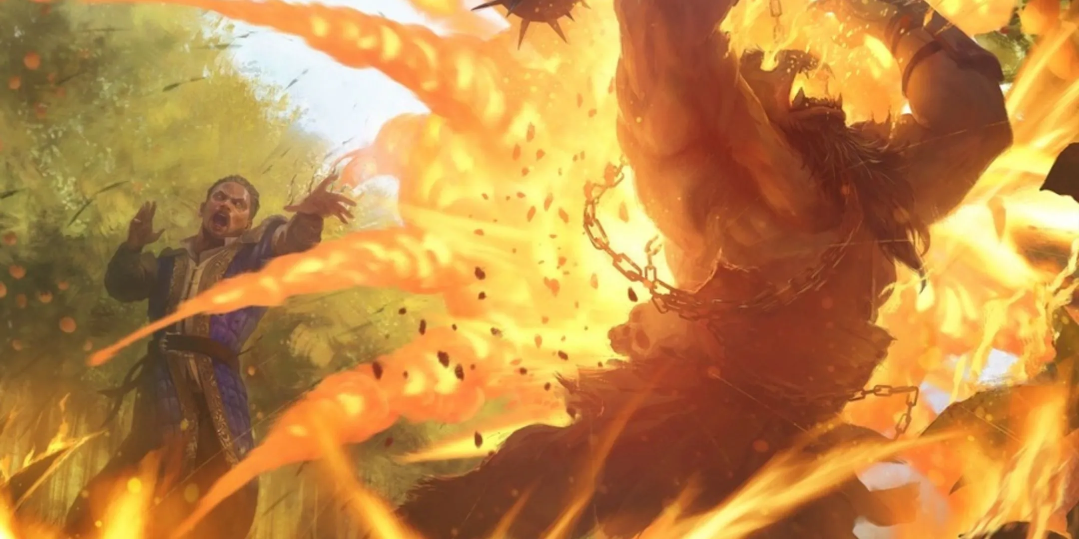 Pháp sư thi triển Fireball, tiêu diệt quái vật Bugbear trong D&amp;D.