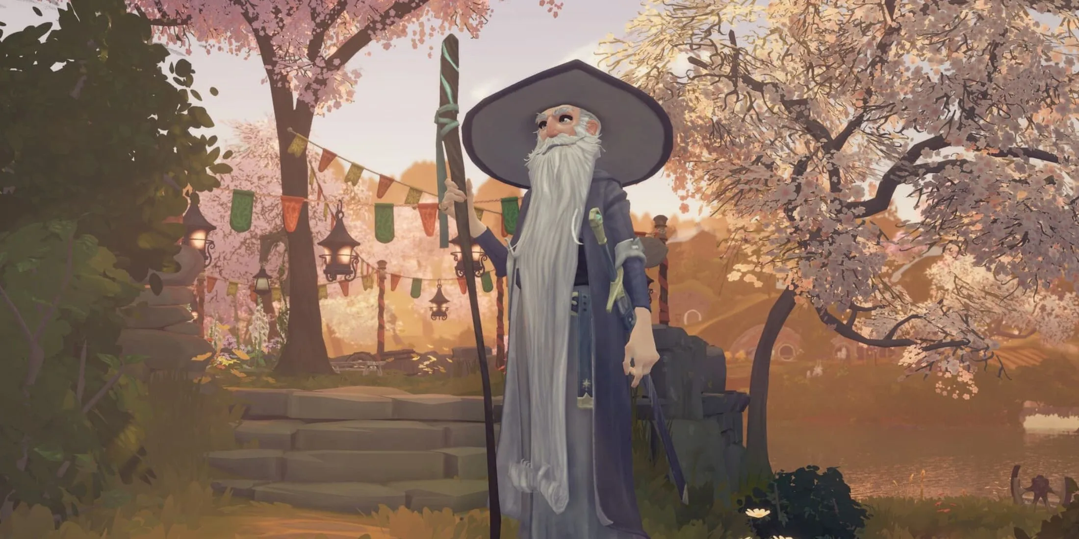 Phù thủy Gandalf ghé thăm làng Hobbiton trong game Tales of the Shire