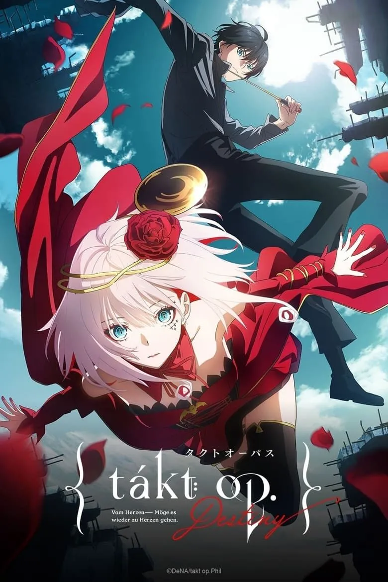 Poster anime Takt Op. Destiny, minh họa thế giới tương lai nơi âm nhạc đối đầu với hiểm họa D2s.