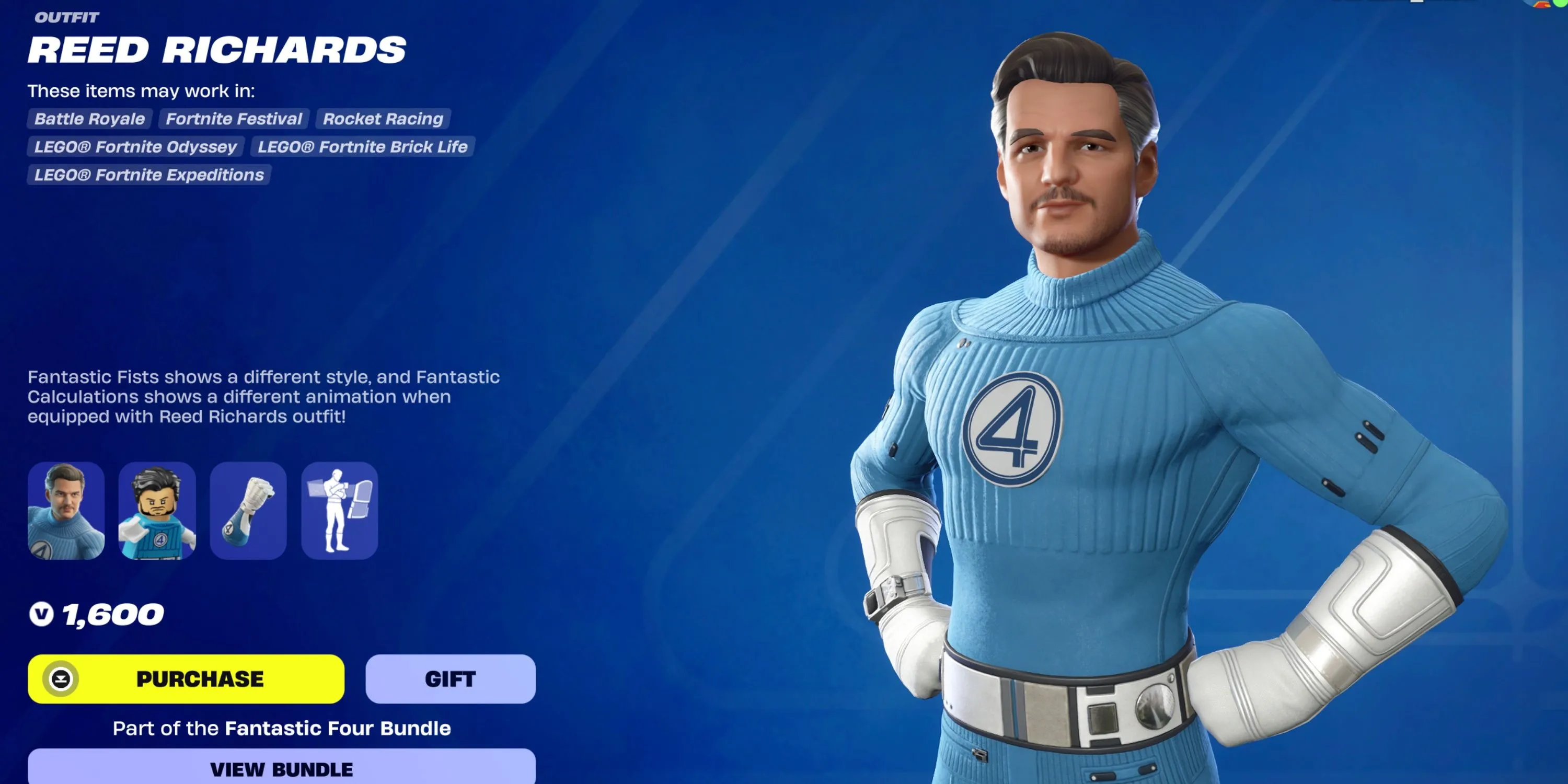Reed Richards trong trang phục Mister Fantastic của Fortnite