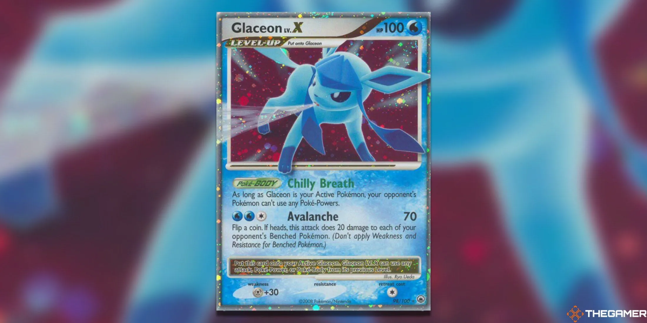 Thẻ bài Pokemon TCG Glaceon LV. X Ultra Rare từ set Majestic Dawn, đứng đầu bảng xếp hạng LV. X