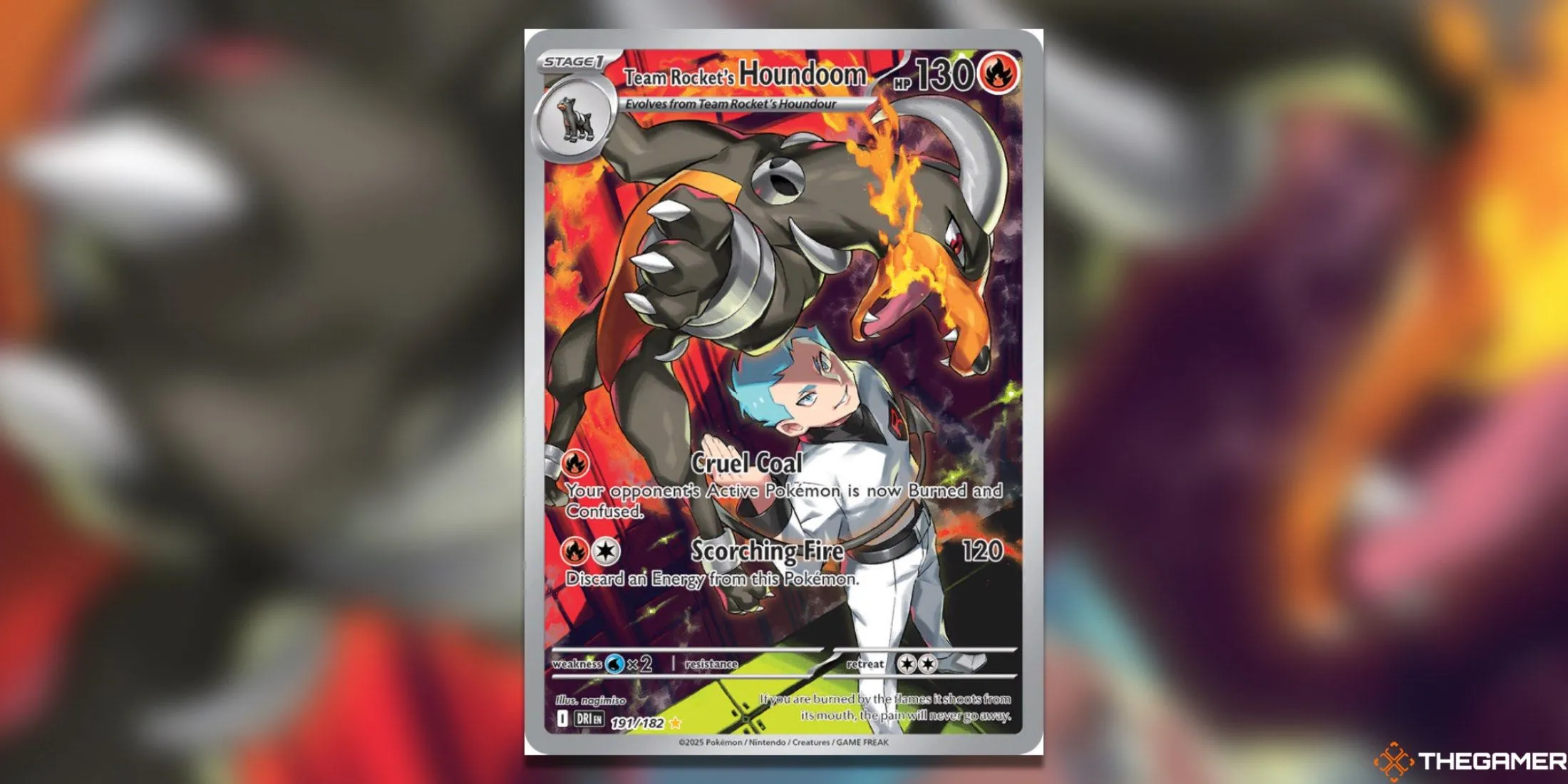 Thẻ bài Team Rocket's Houndoom Illustration Rare trong Pokemon TCG Destined Rivals.