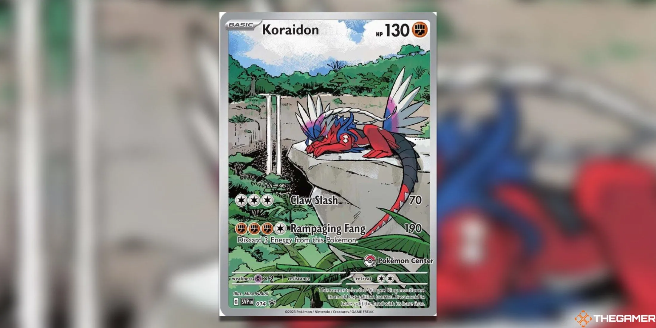 Thẻ Koraidon độc quyền Pokemon Center trong bộ Pokemon TCG Scarlet &amp; Violet.