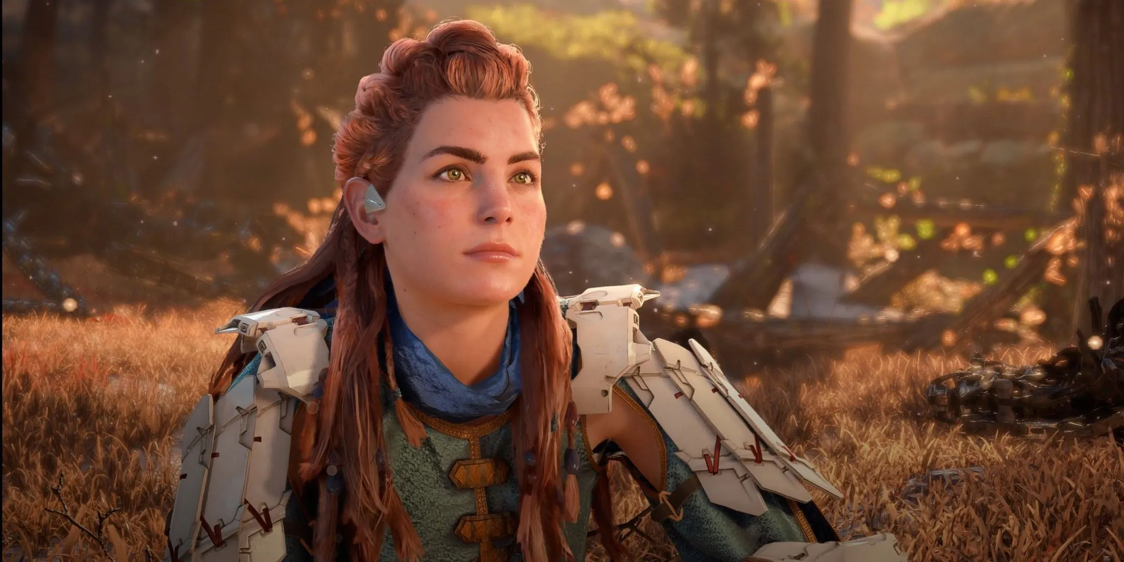 Aloy khám phá và tập luyện kỹ năng sinh tồn trong thế giới rộng lớn của Horizon Zero Dawn.