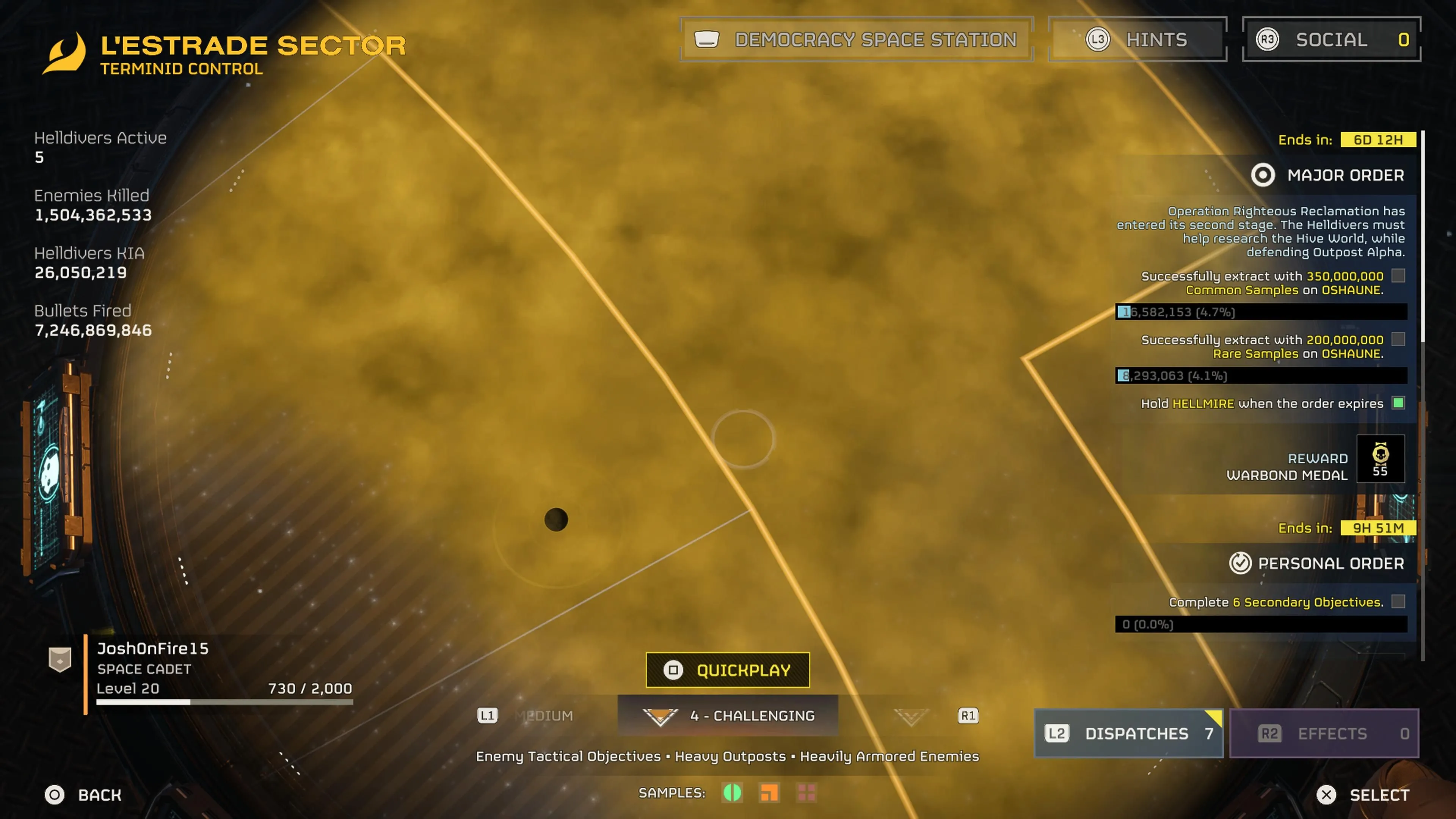 Bản đồ thiên hà Helldivers 2 hiển thị vùng Gloom đang lan rộng, cho thấy mối đe dọa mới của Terminid.