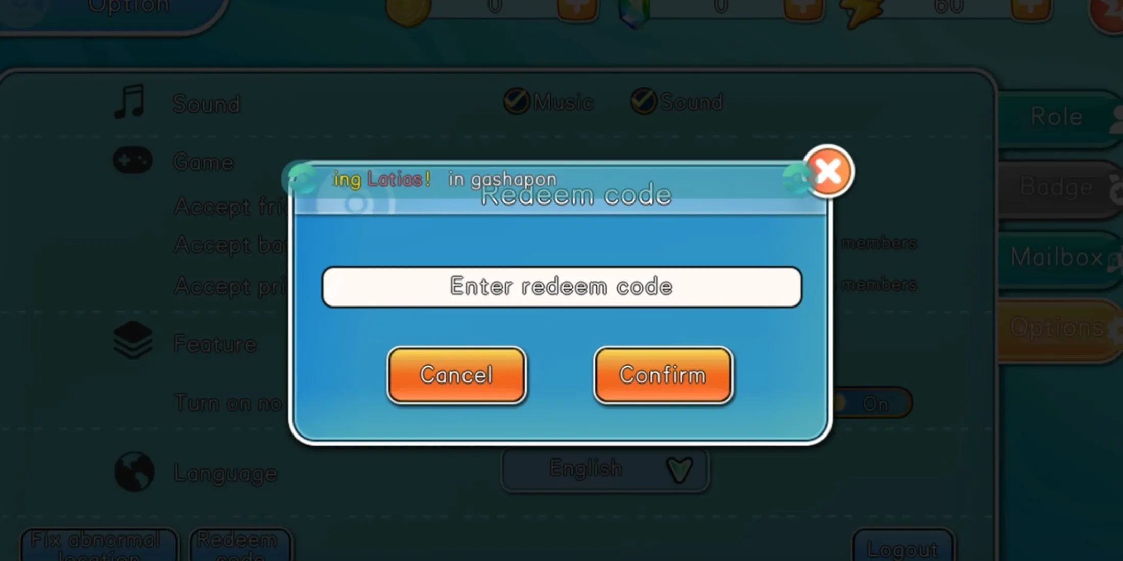 Giao diện đổi code trong game Pocket Pixel, minh họa các bước nhập mã nhận thưởng.