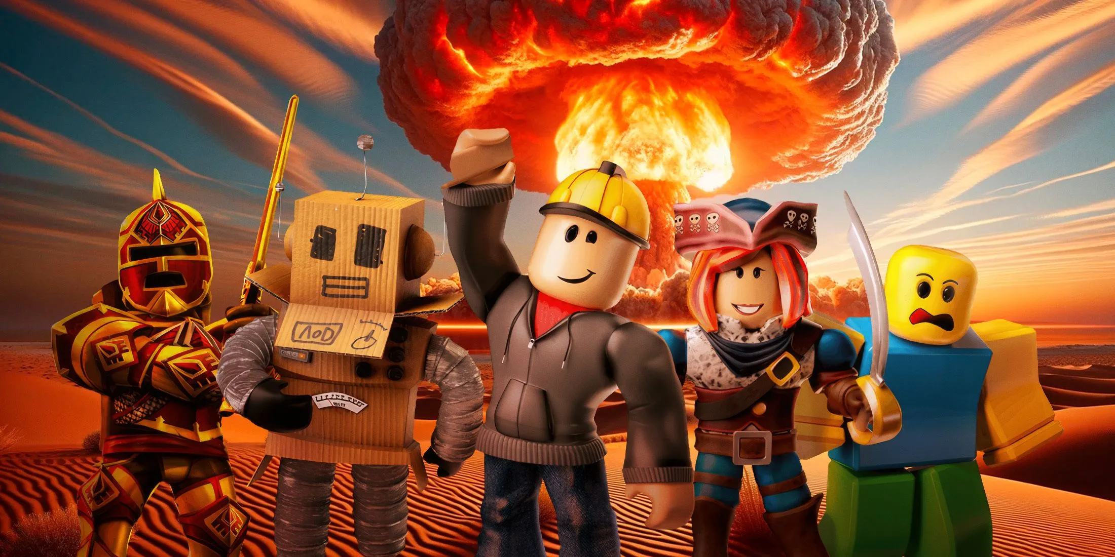 Hình ảnh minh họa các nhân vật Roblox trong bối cảnh nền tảng đang đối mặt với làn sóng kiến nghị và vụ kiện về sự an toàn.