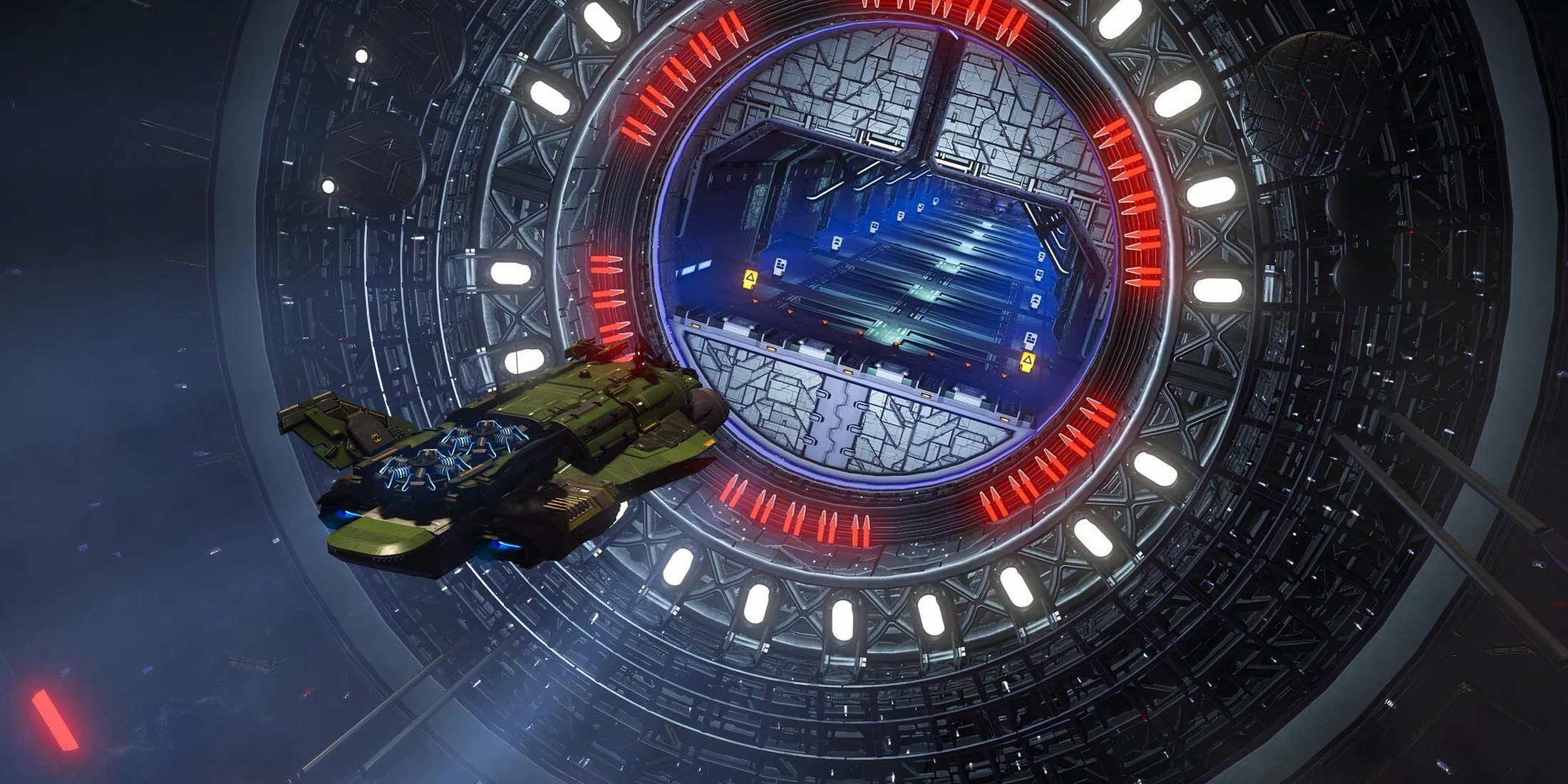 Hình ảnh người chơi điều khiển tàu Corvette khám phá vũ trụ No Man's Sky sau bản cập nhật Voyagers, cho thấy giao diện điều khiển và hành tinh màu xanh.