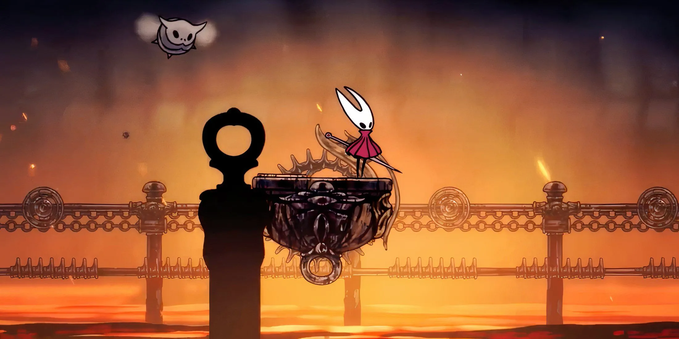 Hornet điều khiển xe đẩy khám phá thế giới trong Hollow Knight Silksong, thể hiện lối chơi phiêu lưu