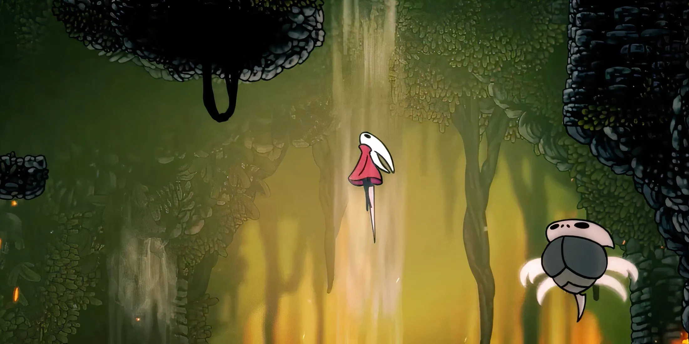 Hornet lướt trên luồng gió trong Hollow Knight Silksong, minh họa kỹ năng di chuyển mới và tính năng của game