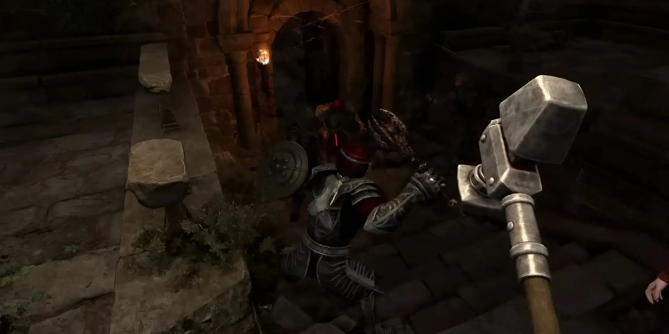 Một trận chiến căng thẳng với kẻ thù trong bản dựng Skyblivion, minh chứng cho trải nghiệm gameplay được nâng tầm
