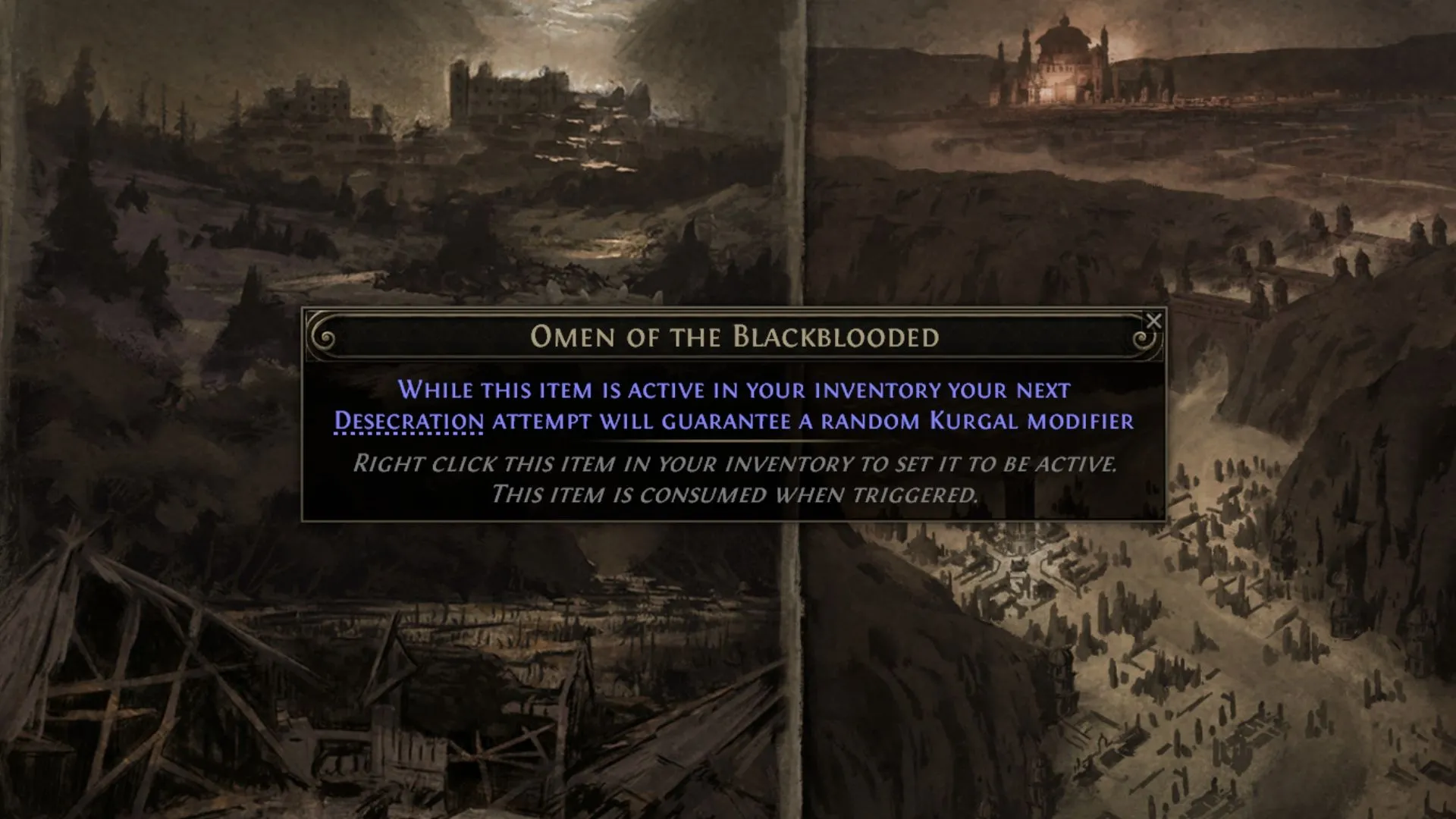 Omen of the Blackblooded kích hoạt Kurgal Modifier trong Path of Exile 2