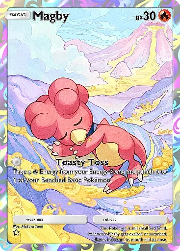 Thẻ bài Baby Pokemon Magby phiên bản đặc biệt từ Ho-Oh Packs trong Pokemon TCG Pocket.