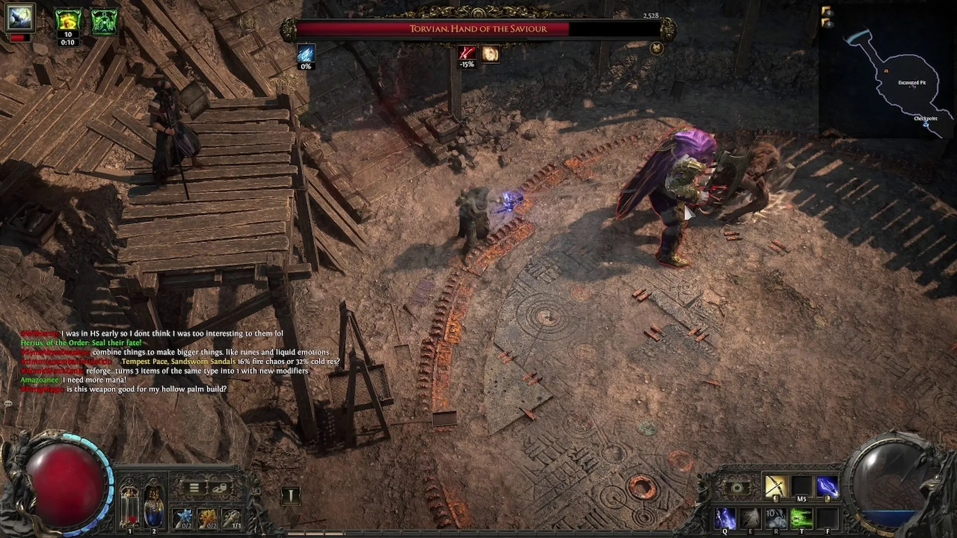 Torvian, 'Bàn Tay Của Đấng Cứu Thế', trùm cuối Act 4 trong Path of Exile 2, thể hiện rõ vẻ uy nghiêm và thách thức chiến thuật.